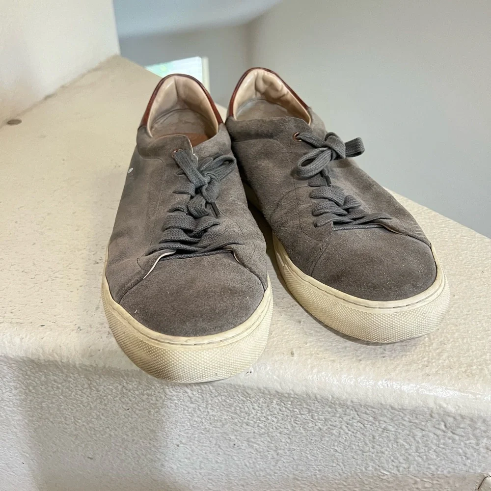 Good Man Brand Edge Men's 12 Beige Suede Leather Casual Sneakers Low Top Italy